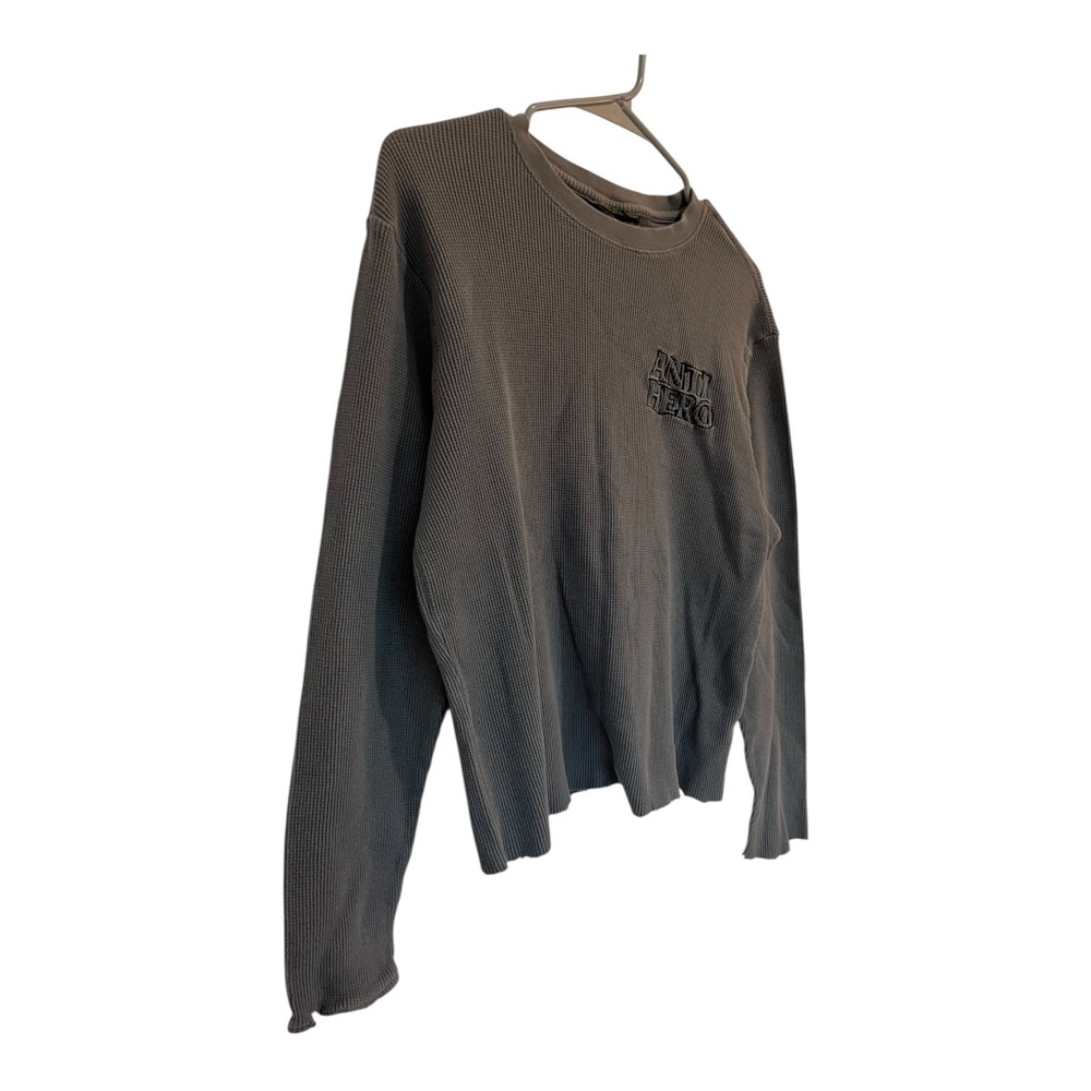 Anti Hero Black Hero Outline Waffle Knit Crewneck Long Sleeve T Shirt Small (nt) - Picture 2 of 9